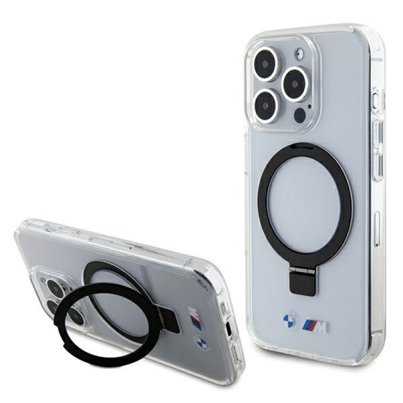 BMW BMHMP15LURST Apple iPhone 15 Pro puzdro Ring Stand M Collection MagSafe, priehľadné