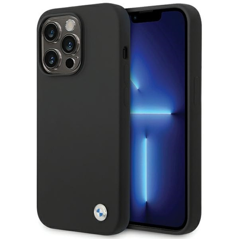 BMW BMHCP15LSILBK Apple iPhone 15 Pro puzdro Silicone Metal Logo, čierne