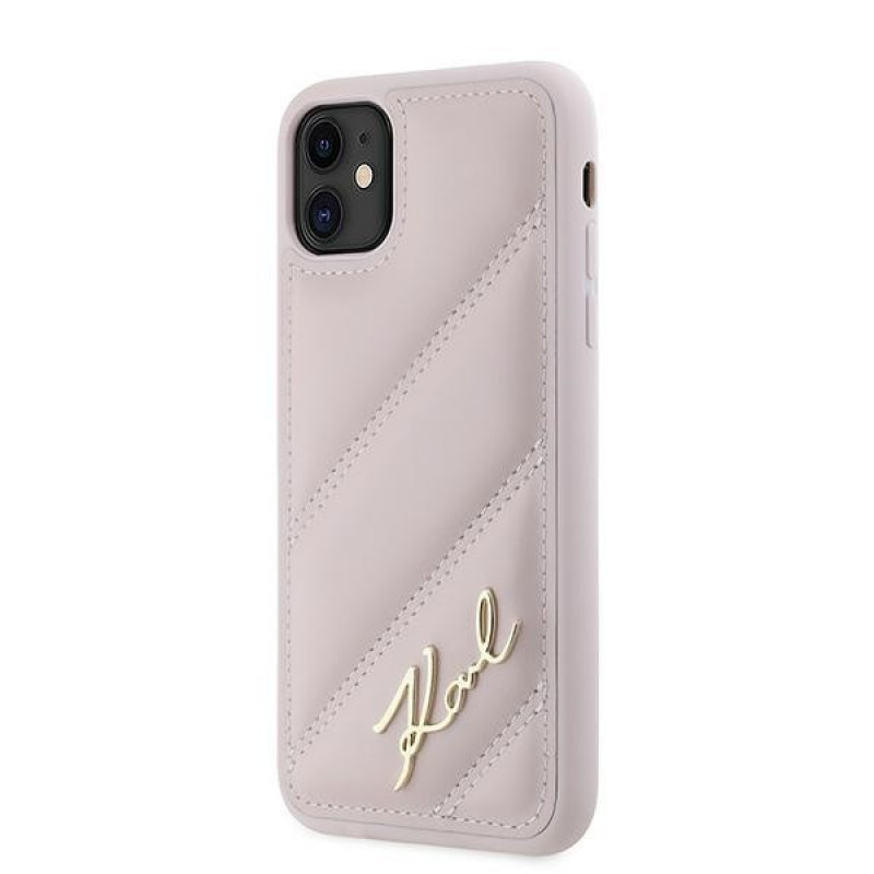 Karl Lagerfeld KLHCN61PQDSMGP Apple iPhone 11 / XR hardcase Diagonal Quilted Script, ružový