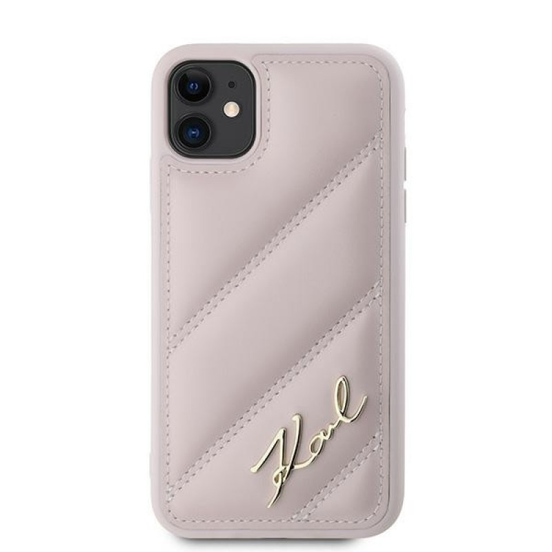 Karl Lagerfeld KLHCN61PQDSMGP Apple iPhone 11 / XR hardcase Diagonal Quilted Script, ružový