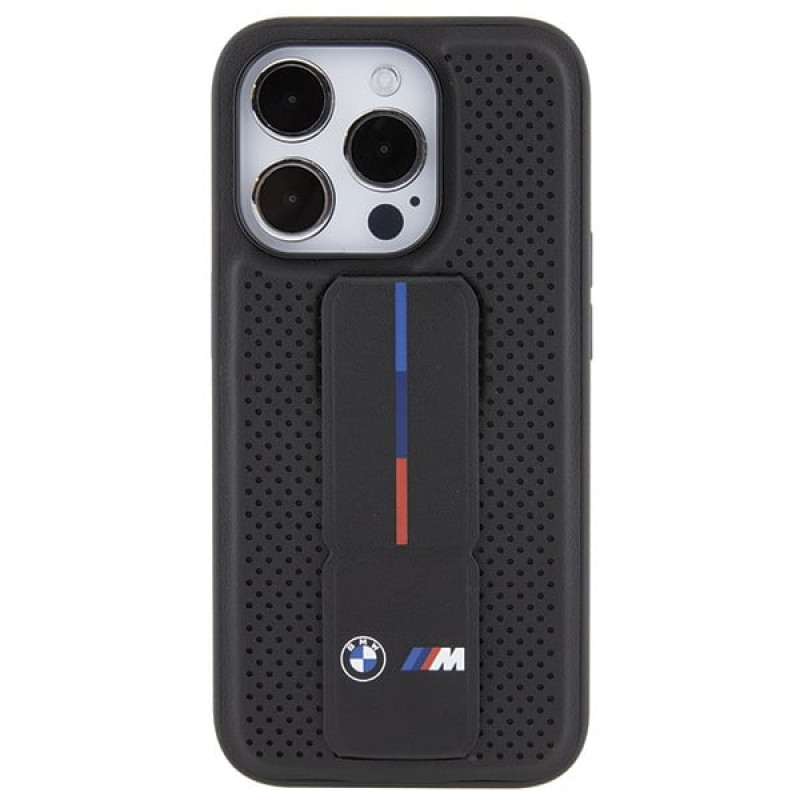 BMW BMHCP15LGSPPRK Apple iPhone 15 Pro hardcase Grip Stand Smooth & Perforated, čierny