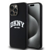 DKNY Apple iPhone 15 Pro Max hardcase Liquid Silicone White Printed Logo MagSafe, čierny