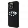 DKNY Apple iPhone 15 Pro Max hardcase Liquid Silicone White Printed Logo MagSafe, čierny