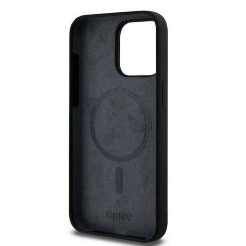 DKNY Apple iPhone 15 Pro Max hardcase Liquid Silicone White Printed Logo MagSafe, čierny