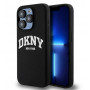 DKNY Apple iPhone 14 Pro pevné puzdro Liquid Silicone White Printed Logo MagSafe, čierne