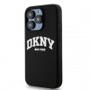 DKNY Apple iPhone 14 Pro pevné puzdro Liquid Silicone White Printed Logo MagSafe, čierne
