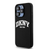 DKNY Apple iPhone 14 Pro pevné puzdro Liquid Silicone White Printed Logo MagSafe, čierne