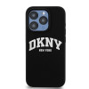 DKNY Apple iPhone 14 Pro pevné puzdro Liquid Silicone White Printed Logo MagSafe, čierne