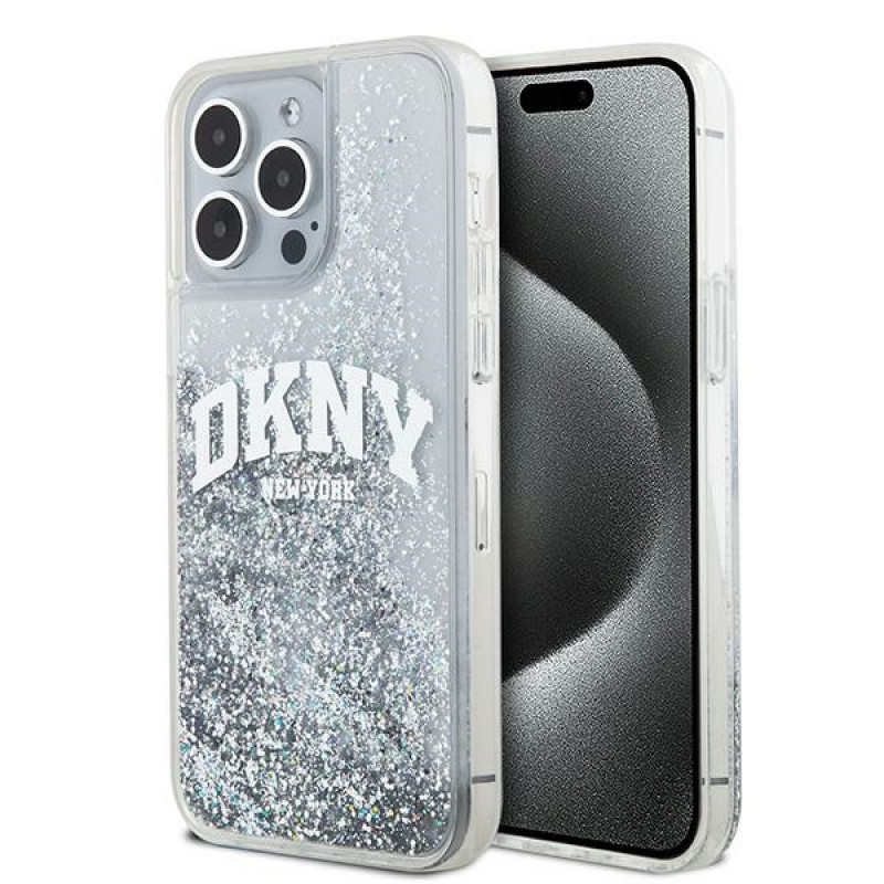DKNY Apple iPhone 15 Pro Max pevné puzdro Liquid Glitter Big Logo
