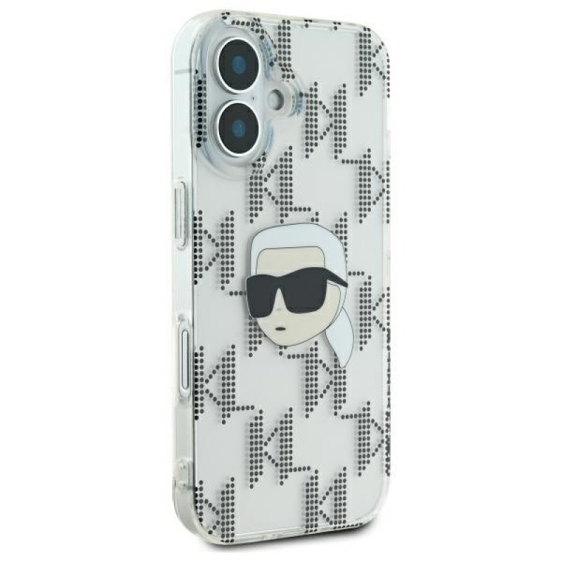 Karl Lagerfeld puzdro na Apple iPhone 16 IML Karl Head Electroplated, transparentné