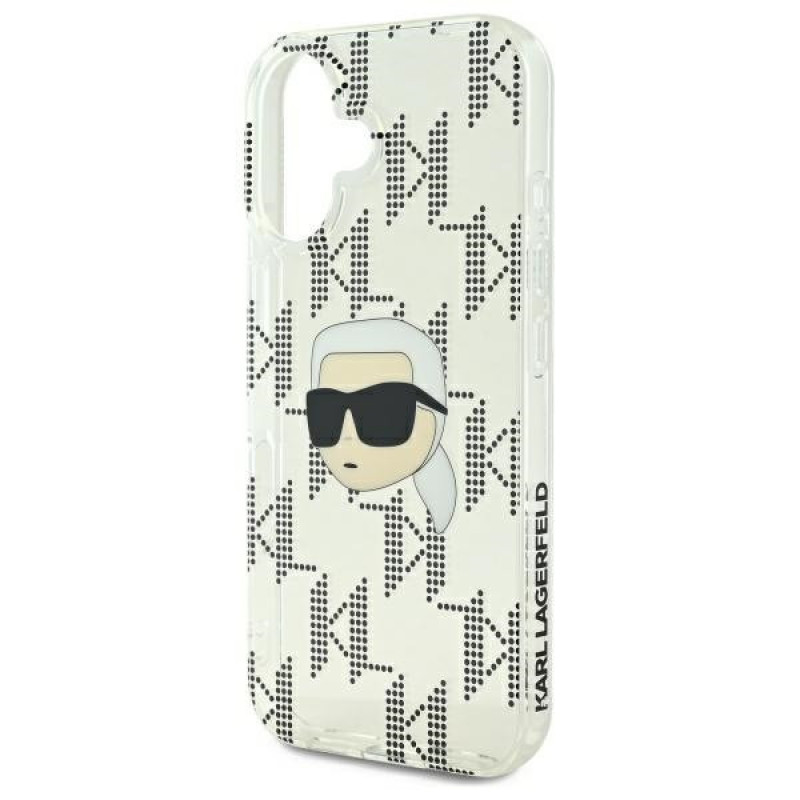 Karl Lagerfeld puzdro na Apple iPhone 16 IML Karl Head Electroplated, transparentné