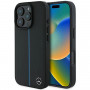 Mercedes MEHMP16L23RURBK Apple iPhone 16 Pro pevné puzdro MB Blue Line Leather MagSafe, čierne