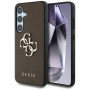 Guess Grained Big 4G Logo Small Classic Logo pevné puzdro pre Samsung Galaxy S25+, hnedé