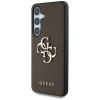 Guess Grained Big 4G Logo Small Classic Logo pevné puzdro pre Samsung Galaxy S25+, hnedé