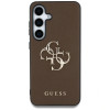 Guess Grained Big 4G Logo Small Classic Logo pevné puzdro pre Samsung Galaxy S25+, hnedé