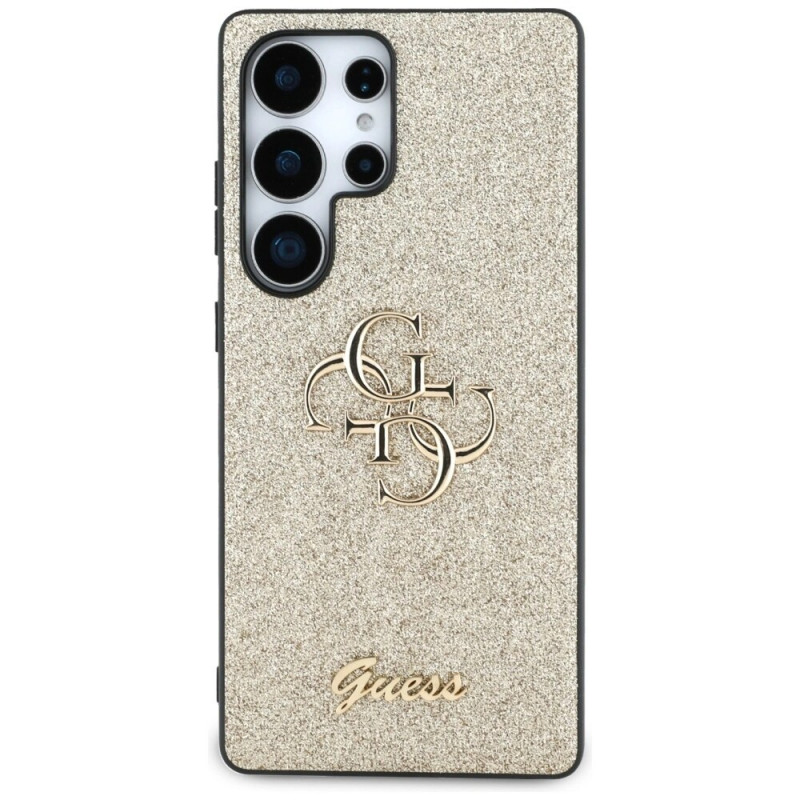 Pevné puzdro Guess Fixed Glitter Big 4G Metal Logo pre Samsung Galaxy S25 Ultra, zlaté