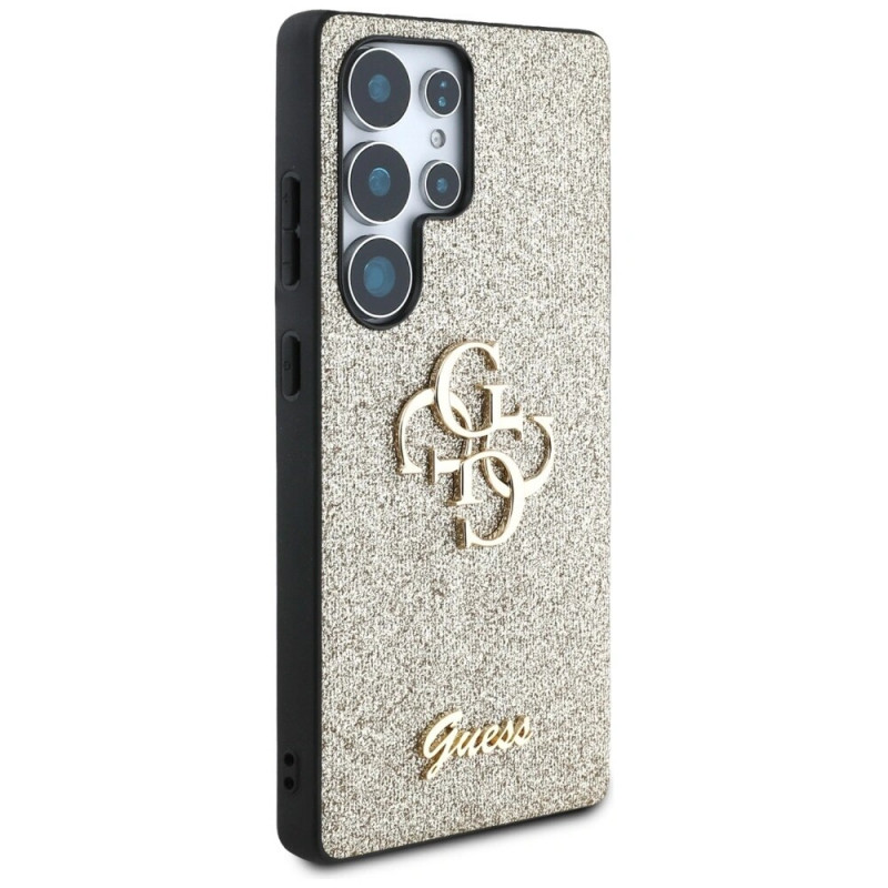 Pevné puzdro Guess Fixed Glitter Big 4G Metal Logo pre Samsung Galaxy S25 Ultra, zlaté