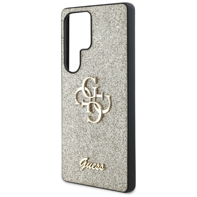 Pevné puzdro Guess Fixed Glitter Big 4G Metal Logo pre Samsung Galaxy S25 Ultra, zlaté