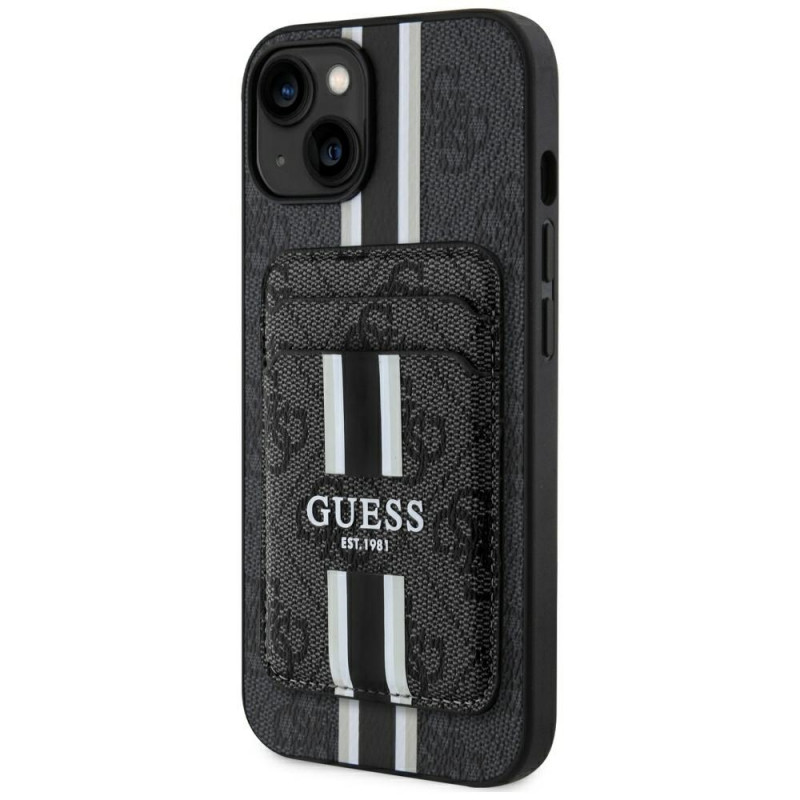 Guess 4G Stripes MagSafe Wallet puzdro pre Apple iPhone 15, čierne