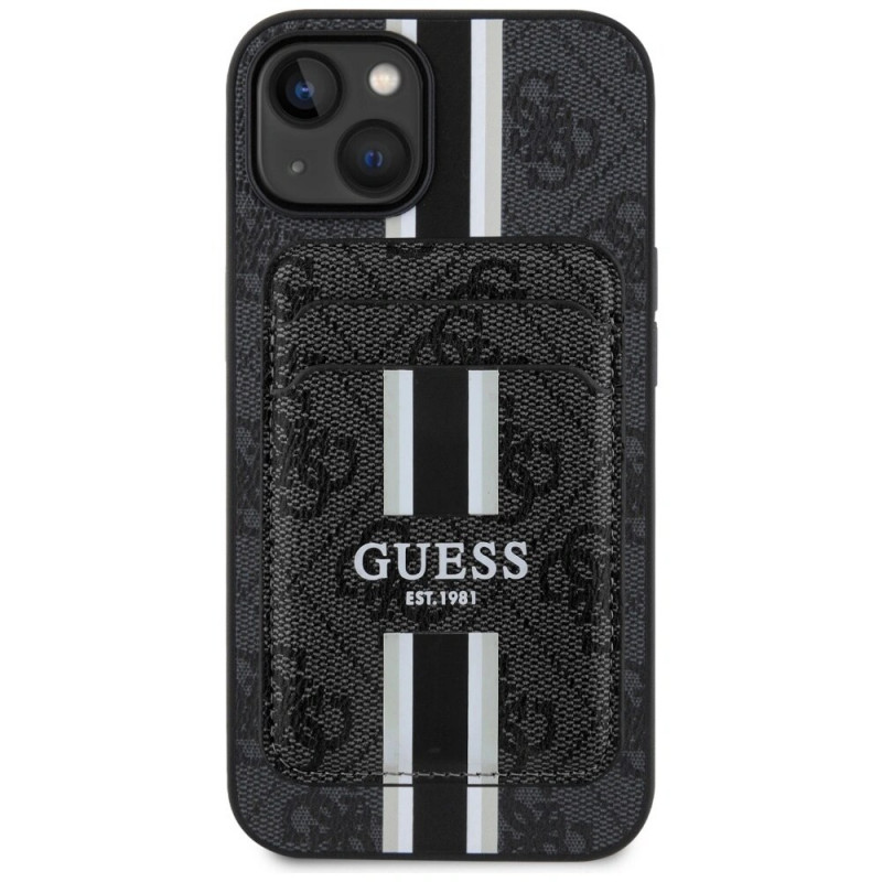 Guess 4G Stripes MagSafe Wallet puzdro pre Apple iPhone 15, čierne
