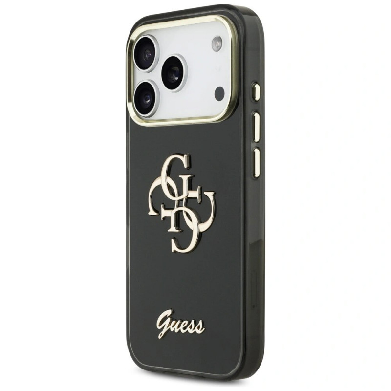 Guess GUE5344 IML 4G Script Metal pevné puzdro pre Apple iPhone 17 Pro Max, čierne