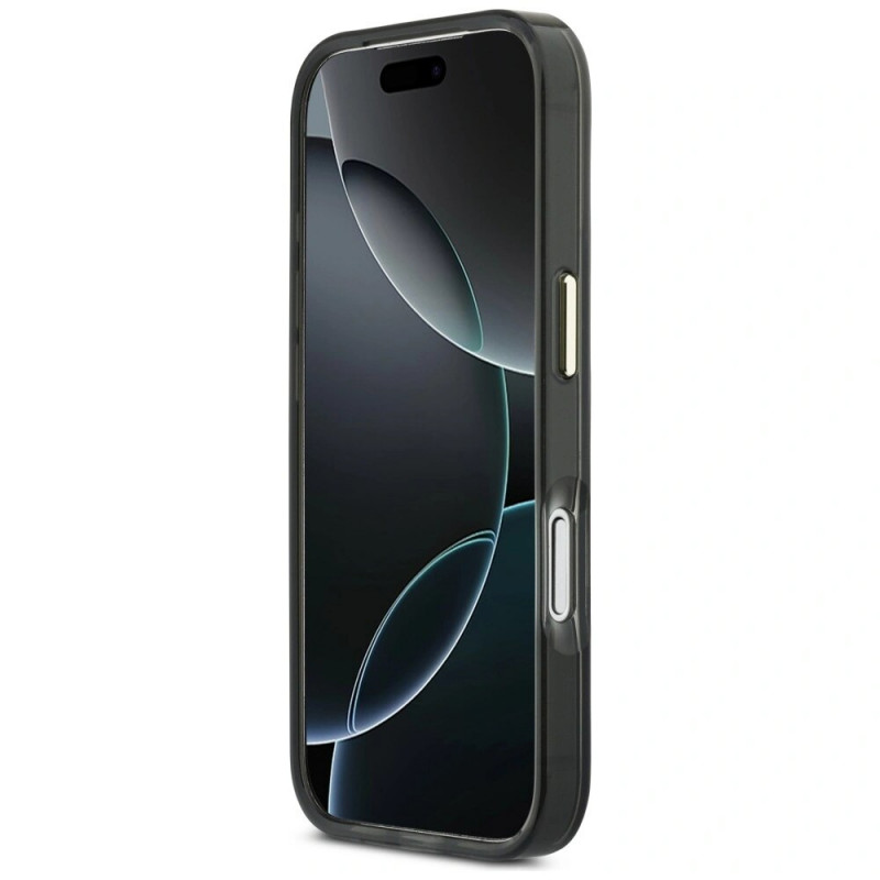Guess GUE5344 IML 4G Script Metal pevné puzdro pre Apple iPhone 17 Pro Max, čierne