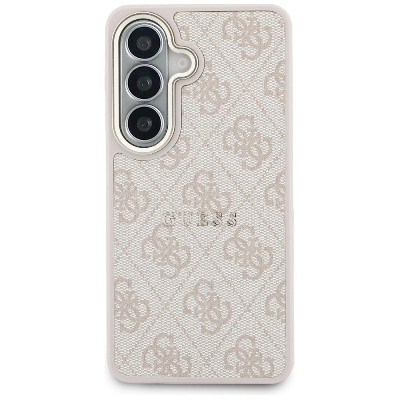 Guess GUE005375 4G Embossed Ring MagSafe pevné puzdro pre Samsung Galaxy S26+, ružové