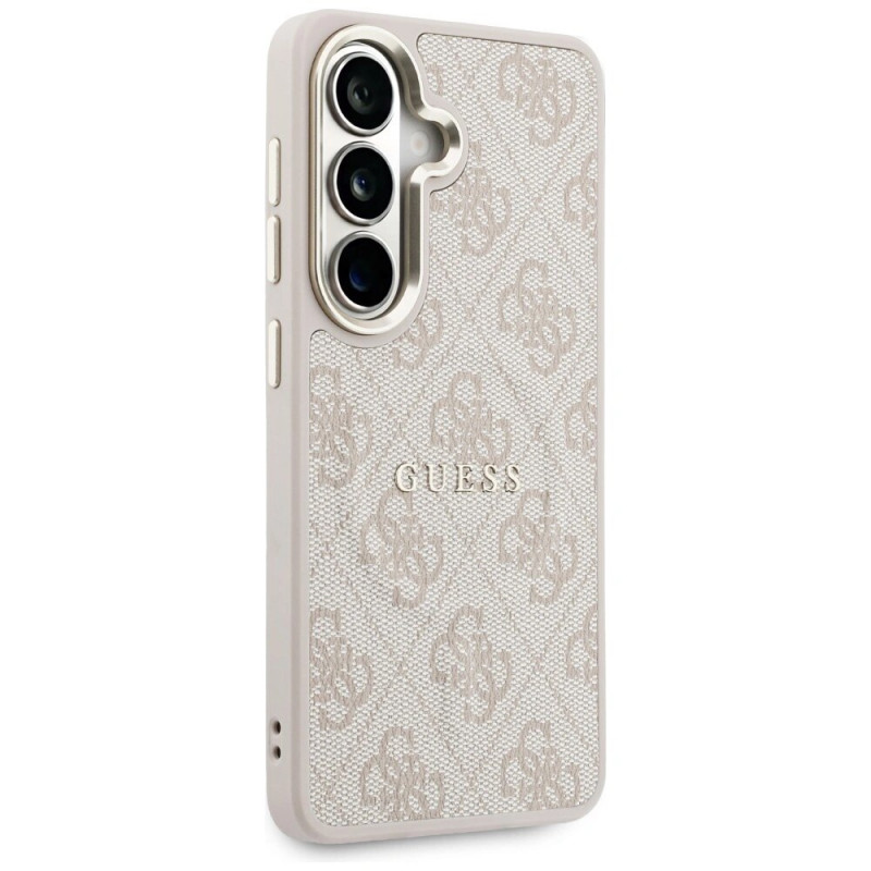 Guess GUE005375 4G Embossed Ring MagSafe pevné puzdro pre Samsung Galaxy S26+, ružové
