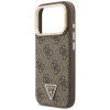 Guess 4G PU Triangle Logo & Stand Camera MagSafe puzdro pre Apple iPhone 18 Pro Max / 17 Pro Max, hnedé