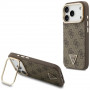 Guess 4G PU Triangle Logo & Stand Camera MagSafe puzdro pre Apple iPhone 18 Pro / 17 Pro, hnedé