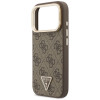 Guess 4G PU Triangle Logo & Stand Camera MagSafe puzdro pre Apple iPhone 18 Pro / 17 Pro, hnedé