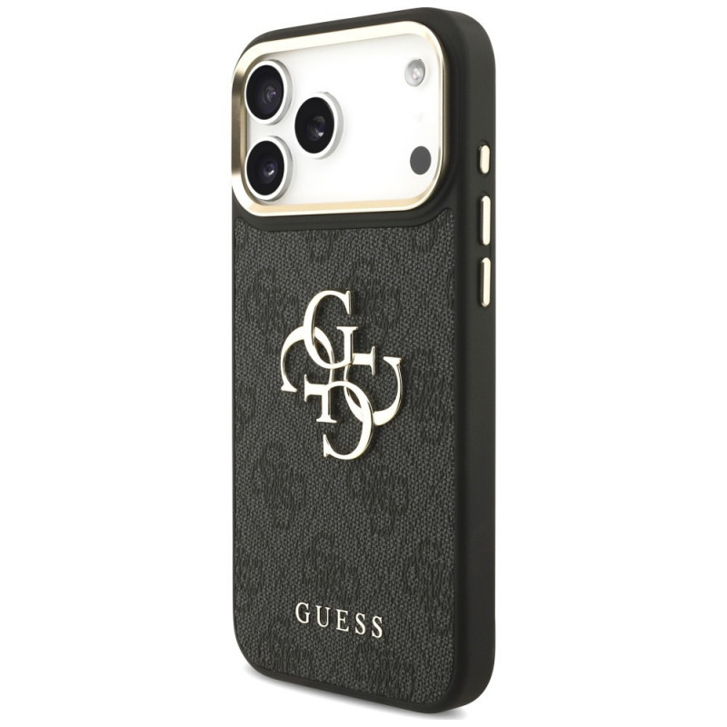 Guess 4G Big 4G Classic Logo Big Strap Metal Buttons puzdro s popruhom pre Apple iPhone 18 Pro / 17 Pro, čierne