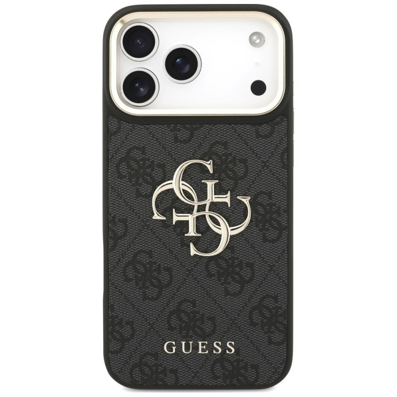 Guess 4G Big 4G Classic Logo Big Strap Metal Buttons puzdro s popruhom pre Apple iPhone 18 Pro / 17 Pro, čierne