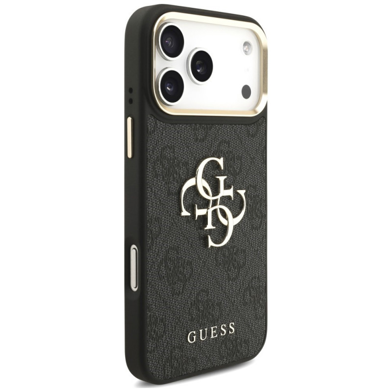 Guess 4G Big 4G Classic Logo Big Strap Metal Buttons puzdro s popruhom pre Apple iPhone 18 Pro / 17 Pro, čierne