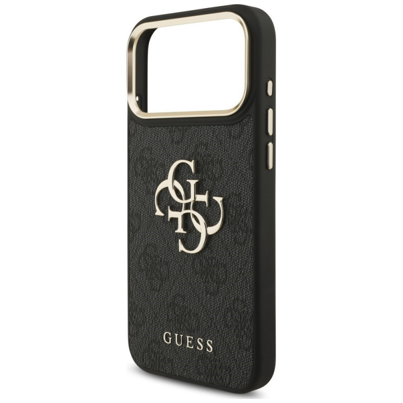 Guess 4G Big 4G Classic Logo Big Strap Metal Buttons puzdro s popruhom pre Apple iPhone 18 Pro / 17 Pro, čierne