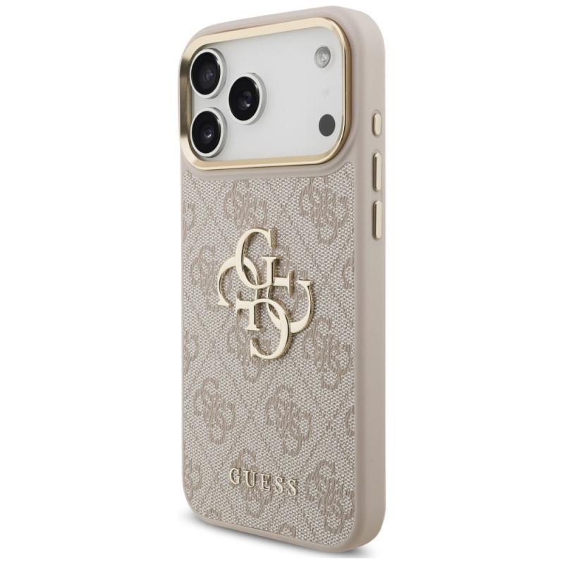 Guess 4G Big 4G Classic Logo Big Strap Metal Buttons puzdro s popruhom pre Apple iPhone 18 Pro / 17 Pro, ružové