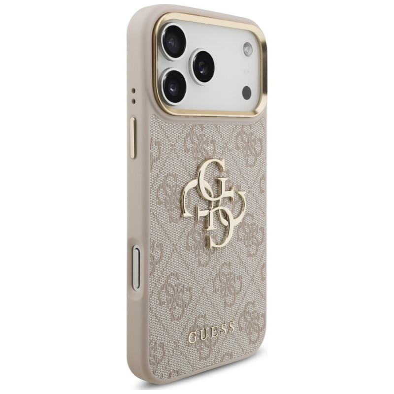 Guess 4G Big 4G Classic Logo Big Strap Metal Buttons puzdro s popruhom pre Apple iPhone 18 Pro / 17 Pro, ružové