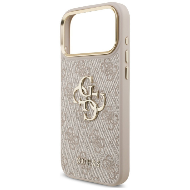 Guess 4G Big 4G Classic Logo Big Strap Metal Buttons puzdro s popruhom pre Apple iPhone 18 Pro / 17 Pro, ružové