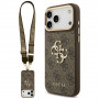 Guess 4G Big 4G Classic Logo Big Strap Metal Buttons puzdro s popruhom pre Apple iPhone 18 Pro Max / 17 Pro Max, hnedé