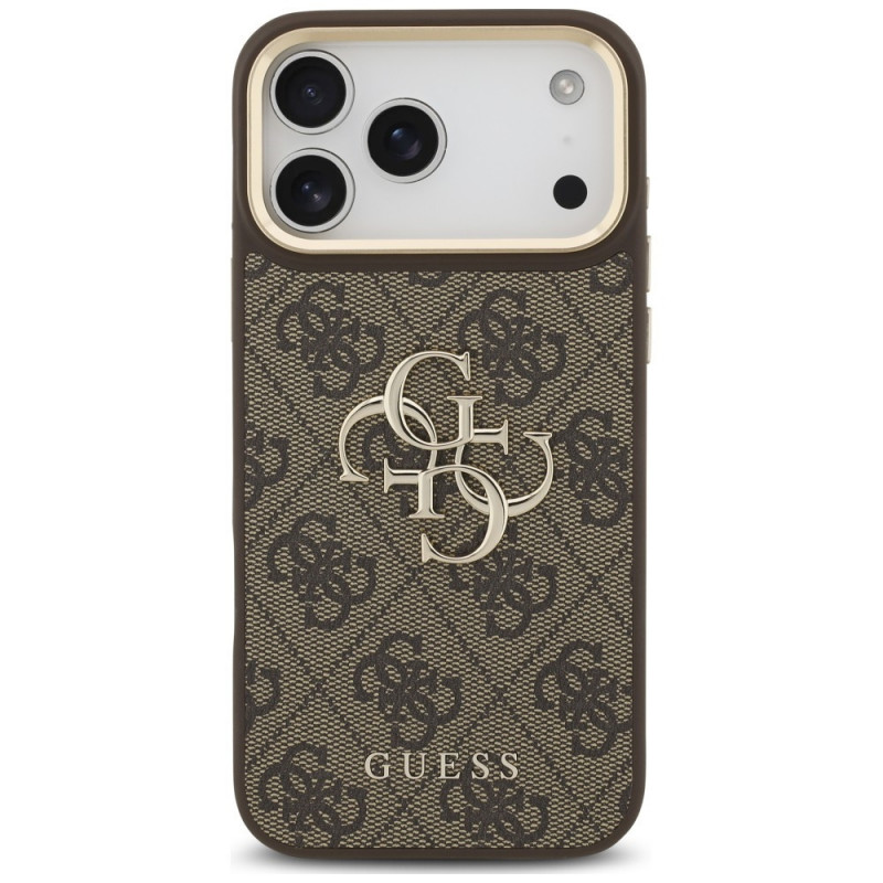Guess 4G Big 4G Classic Logo Big Strap Metal Buttons puzdro s popruhom pre Apple iPhone 18 Pro Max / 17 Pro Max, hnedé