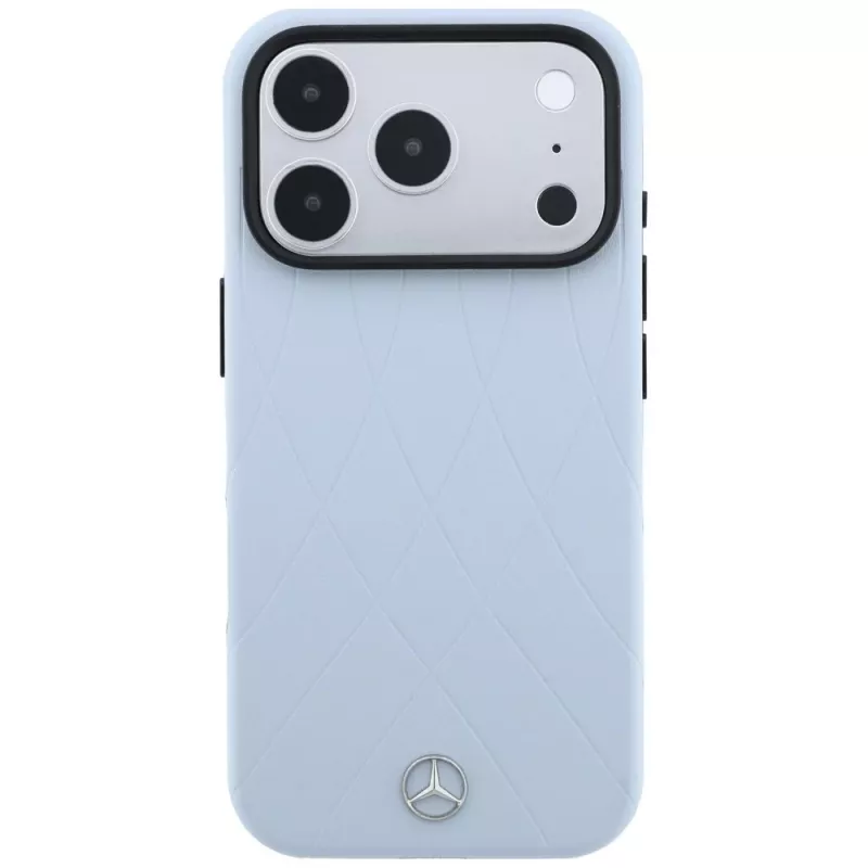 Mercedes Mer008911 kožené puzdro s prekríženými líniami Anthracite MagSafe pre Apple iPhone 18 Pro / 17 Pro, modré