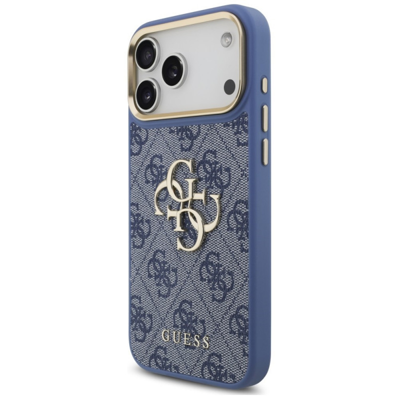 Guess 4G Big 4G Classic Logo Big Strap Metal Buttons puzdro s remienkom pre Apple iPhone 18 Pro Max / 17 Pro Max, modré