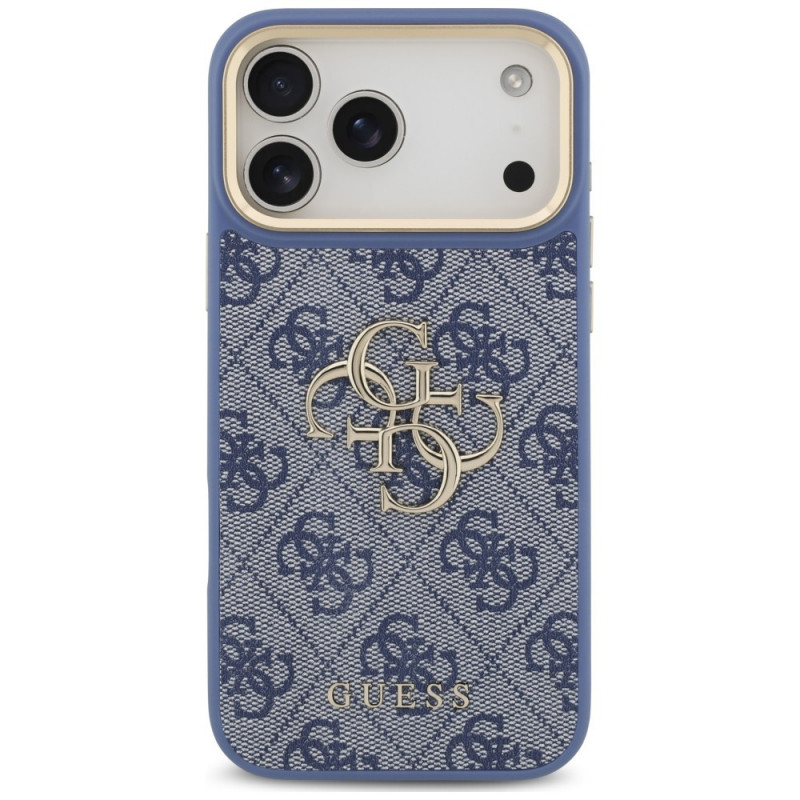 Guess 4G Big 4G Classic Logo Big Strap Metal Buttons puzdro s remienkom pre Apple iPhone 18 Pro Max / 17 Pro Max, modré