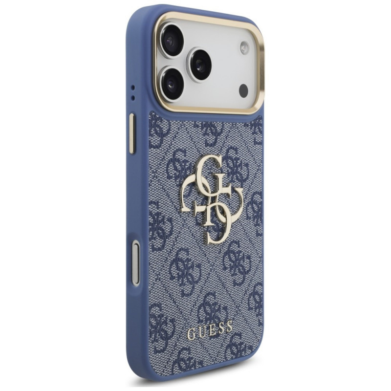 Guess 4G Big 4G Classic Logo Big Strap Metal Buttons puzdro s remienkom pre Apple iPhone 18 Pro Max / 17 Pro Max, modré