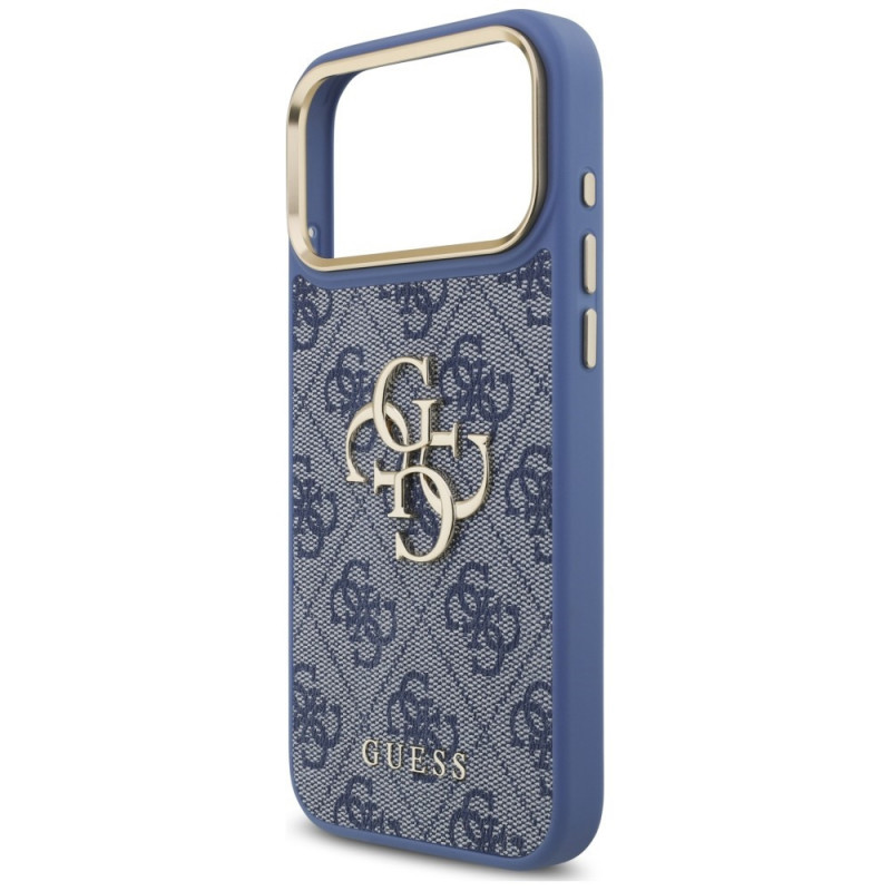 Guess 4G Big 4G Classic Logo Big Strap Metal Buttons puzdro s remienkom pre Apple iPhone 18 Pro Max / 17 Pro Max, modré