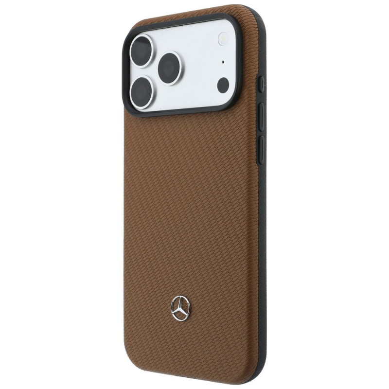 Mercedes-Benz Grill Pattern Leather MagSafe puzdro a peňaženka na karty pre Apple iPhone 18 Pro Max / 17 Pro Max, camel
