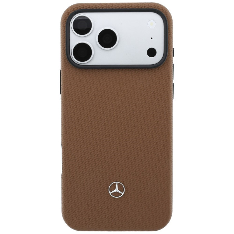 Mercedes-Benz Grill Pattern Leather MagSafe puzdro a peňaženka na karty pre Apple iPhone 18 Pro Max / 17 Pro Max, camel
