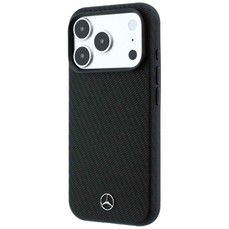 Mercedes-Benz puzdro Grill Pattern s kartovou peňaženkou z kože MagSafe pre Apple iPhone 18 Pro Max / 17 Pro Max, čierne