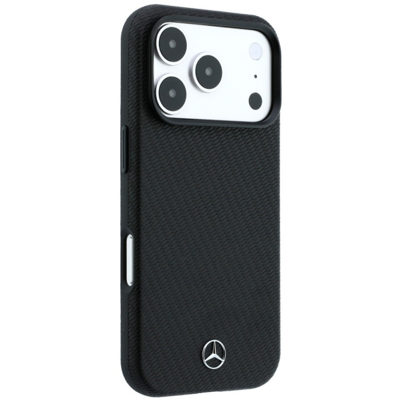 Mercedes-Benz puzdro Grill Pattern s kartovou peňaženkou z kože MagSafe pre Apple iPhone 18 Pro Max / 17 Pro Max, čierne