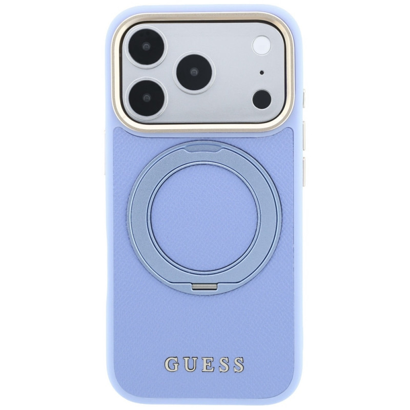 Guess Ring Stand 360 Grained Classic Logo MagSafe puzdro pre Apple iPhone 18 Pro Max / 17 Pro Max, svetlomodré